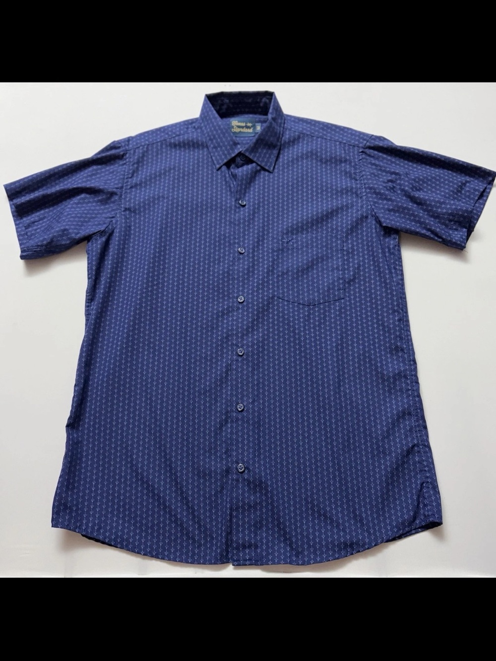 Texas Standard Shirt Mens Medium Blue Floral Short Sleeve Button Down Pocket